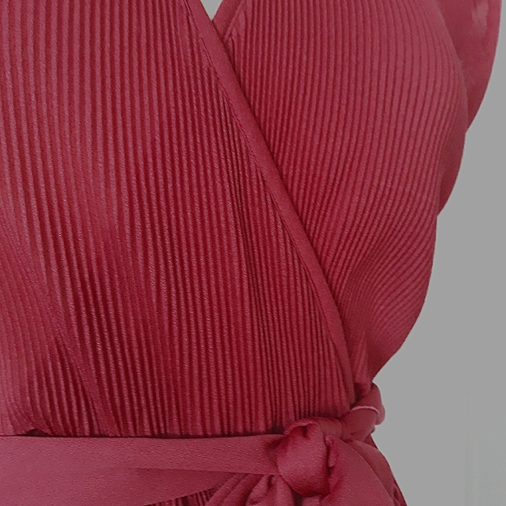 Vintage 1980's Hal Ferman red accordion  pleated summer, coctail dinner, dress - Picture 3 of 11